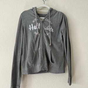 Classic Hollister light, grey jacket. Cozy and casual fit.
